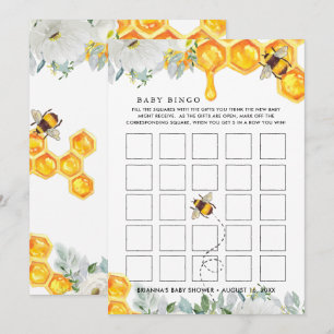 Blommig bikaka Bebis Baby Shower Bingo Kort