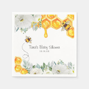 Blommig Bikupa Humla Baby Shower Servett
