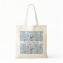 Blommig Blå Chinoiserie Toile med anpassad text