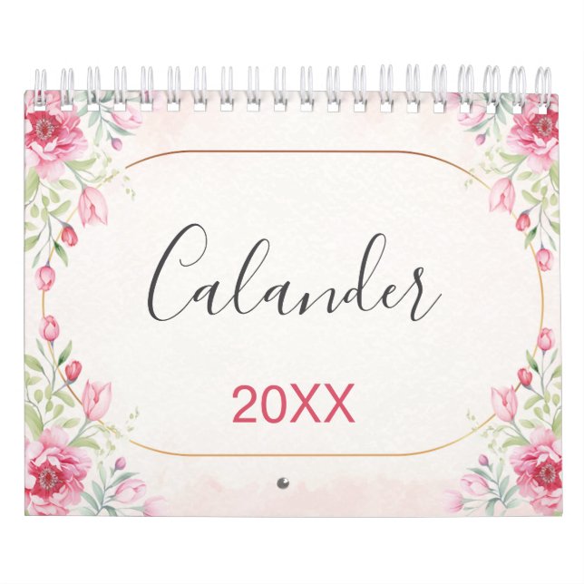 Blommig, blad guld design kalender (Omslag)