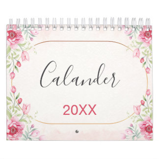 Blommig, blad guld design kalender