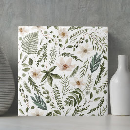 Blommig blad vattenfärg sömlöst blommigt mönster kakelplatta