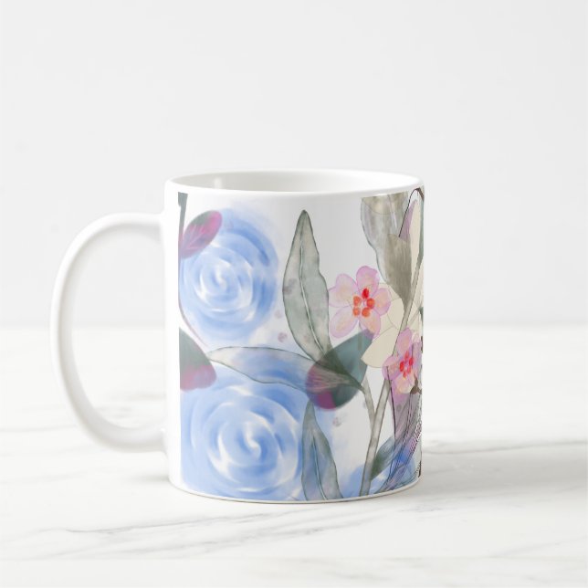 Blommig bladkonst – Eleganta blommor och botanik Kaffemugg (Vänster)