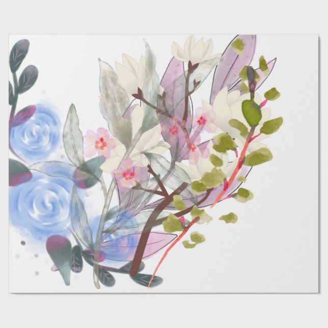 Blommig bladkonst – Eleganta blommor och botanik Presentpapper (Platt)