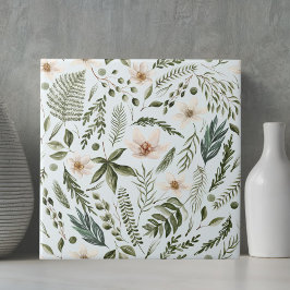 Blommig bladrik akvarell sömlös blomsterdesign kakelplatta