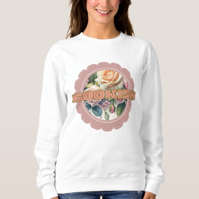 Blommig bladrik boklig stil  t shirt (Framsida)