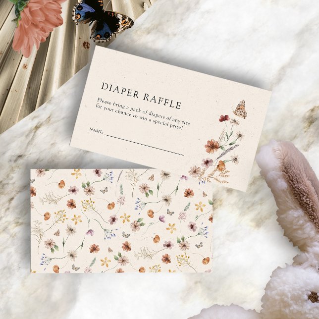 Blommig blöja lotteri inklusionskort tilläggskort (Boho Floral Diaper Raffle Enclosure Card with Butterfly by Painted Paperie
)