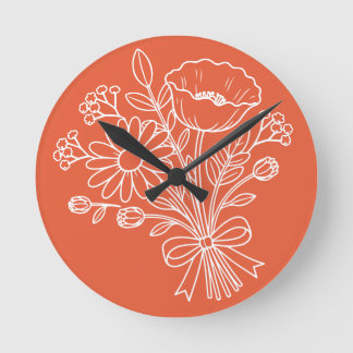 Blommig blomma klockdesign rund klocka