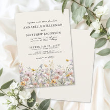 Blommig Boho Beige Vildblomma Bröllop