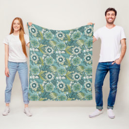 Blommig Boho Botanisk Mönster Fleecefilt
