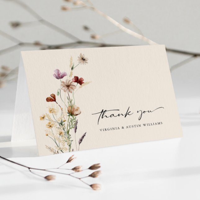Blommig Boho Bröllop Tacksamhetskort Tack Kort (Floral Boho Wedding Thank You Card
)