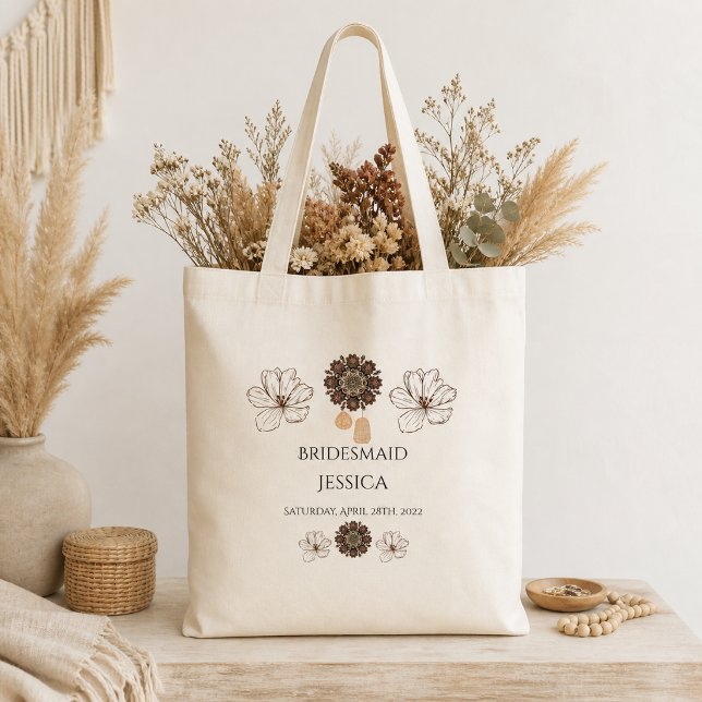 Blommig Boho Brudtärna Bröllopstaska Tygkasse (Skapare uppladdad)