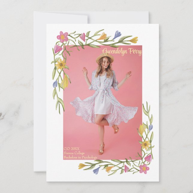 Blommig Boho College Examen Invitation Inbjudningar (Framsida)