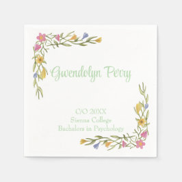 Blommig Boho College Examen Invitation Pappersservett