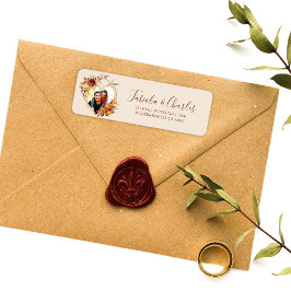 Blommig Boho Höst i Kärlek Foto Bröllopsadress Returadress Etikett