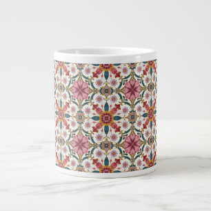 Blommig Boho-mönster i rött, rosa och teal Jumbo Mugg