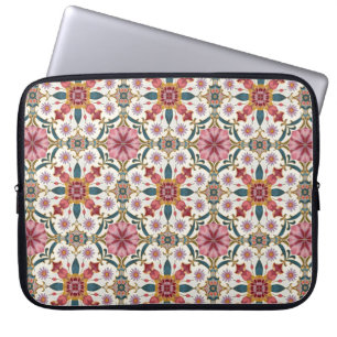 Blommig Boho-mönster i rött, rosa och teal Laptop Fodral