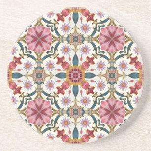 Blommig Boho-mönster i rött, rosa och teal Underlägg