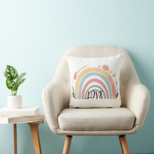 Blommig Boho Regnbåge Fyrkantig Kuddthrow Kudde