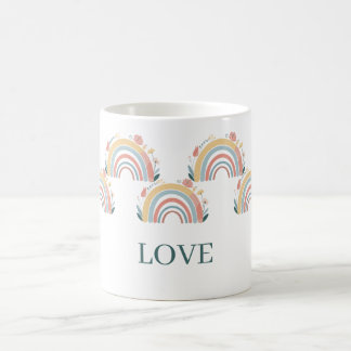 Blommig Boho Regnbåge Klassisk Kaffe Mugg