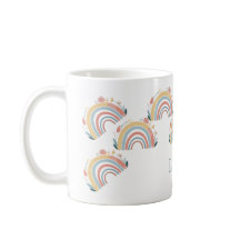 Blommig Boho Regnbåge Klassisk Kaffe Mugg