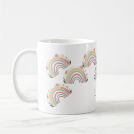 Blommig Boho Regnbåge Klassisk Kaffe Mugg