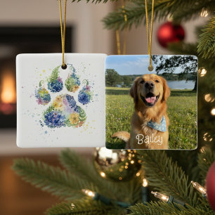 Blommig Boho Rosa Ros Hundmamma Husdjursälskare Pr Julgransprydnad Keramik