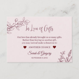 Blommig Boho Ruby Wine "Istället för presenter" Ko Tilläggskort