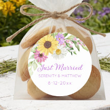 Blommig Boho Solros Daisy Bröllop Nygifta