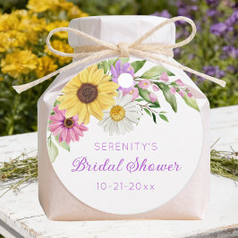 Blommig Boho Solros Daisy Bröllopsdusch Gåvor Etiketter