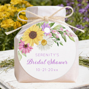 Blommig Boho Solros Daisy Bröllopsdusch Gåvor Etiketter