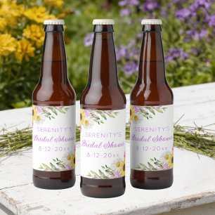 Blommig Boho Solros Daisy Bröllopsdusch Ölflaska Etikett