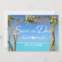 Blommig Boho sommar strand bröllop Spara datumet