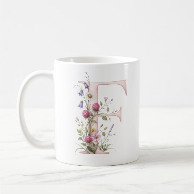 Blommig Bokstav F Vildblommig Mugg (Vänster)