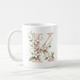 Blommig Bokstav K Jasminblomma Personlig Mugg