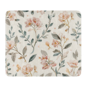 Blommig botanisk akvarellblad Beige Målad