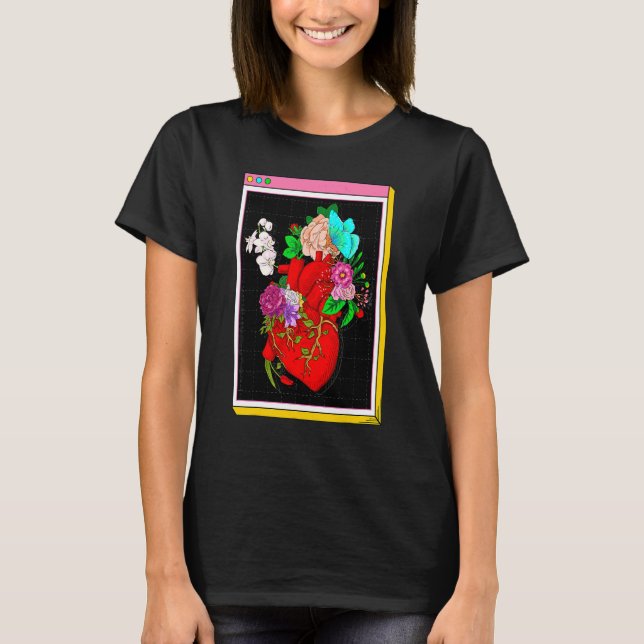 Blommig Botanisk Anatomisk Hjärtträdgård Blomma Pl T Shirt (Framsida)