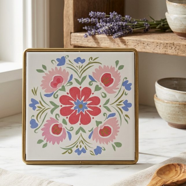Blommig Botanisk Dekorativ Trädgårdsblommor Kakelplatta (Floral Botanical Decorative Garden Flowers Ceramic Tile
)