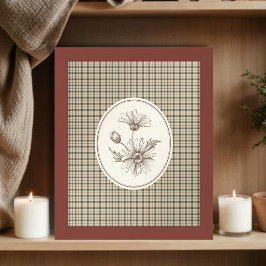 Blommig botanisk illustration Gingham Vintage Poster