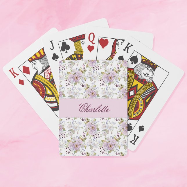 Blommig Botanisk Vildblomma Monogram Namn Casinokort (Floral Botanical Wildflower Monogram Name)