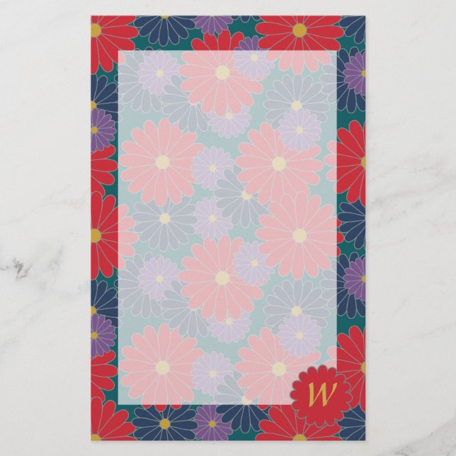 Blommig brevpapper med stänkande höstflora (Framsida)