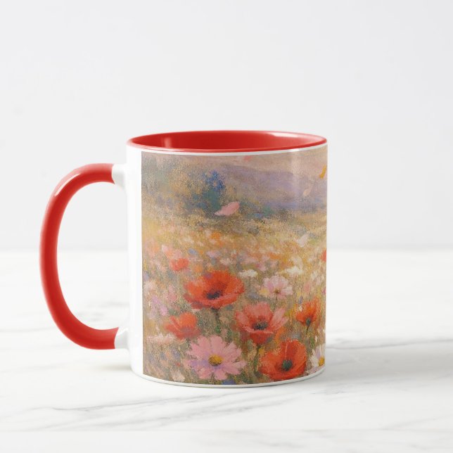 Blommig bris - konst i pastellmålningstil mugg (Vänster)