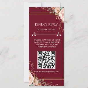 Blommig bröllops-RSVP-kort med QR-kod