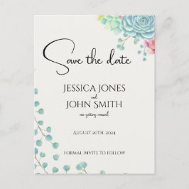 Blommig bröllopsannons botanisk akvarell meddelande vykort