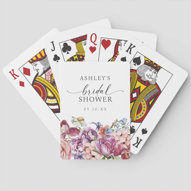 Blommig bröllopsdusch casinokort (Jewel Tone Colorful Floral Bridal Shower Poker Cards by Painted Paperie
)