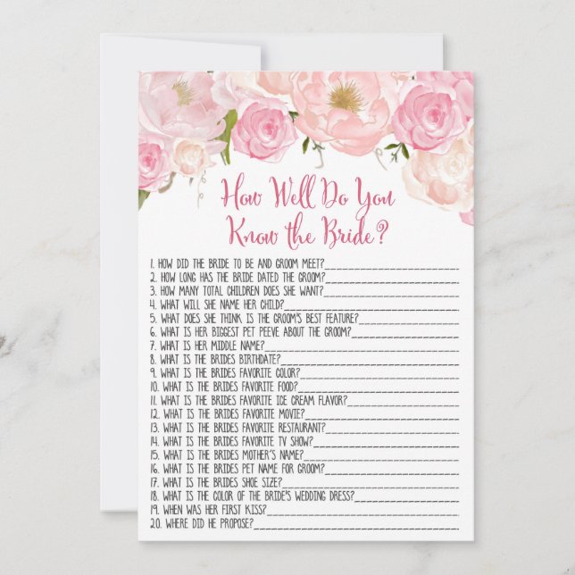 Blommig Bröllopsdusch Känn Bruden (Framsida)