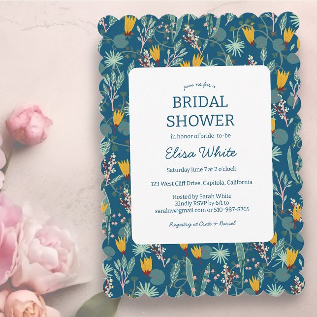 Blommig Bröllopsdusch Söt Natt Trädgård PERSONLIG Inbjudningar (Floral Bridal Shower Cute Night Garden CUSTOM Invitation
)