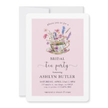 Blommig Bröllopsdusch Te-fest Inbjudan