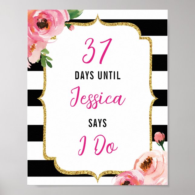 Blommig bröllopsfest dagarna fram till jag gör-tec poster (Framsidan)