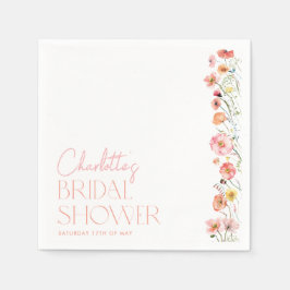 Blommig Bröllopsfest Poppel Vildblomma Pappersservett